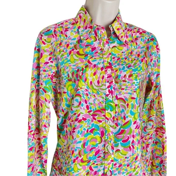Lilly Pulitzer Print Blouse Size 10 - Picture 2 of 10